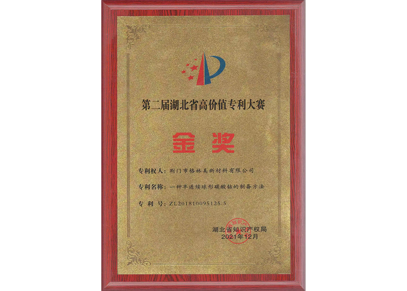 第二屆湖北省高價值專利大賽金獎（碳酸鈷）.jpg